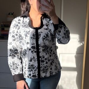 Cato Black and White Floral button down